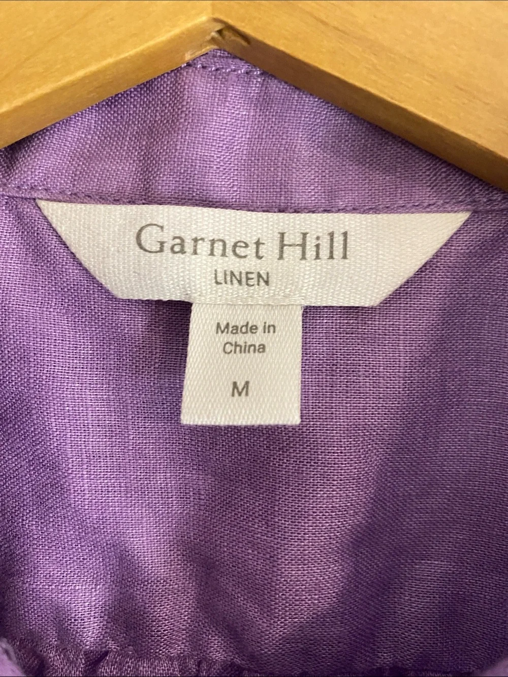 Garnet Hill European Flax Linen Sleeveless Button Shirt Purple Coastal Medium